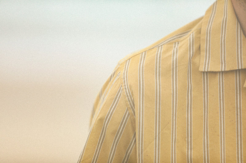 Modern Camp Collar Japanese Stripes Dark Yellow