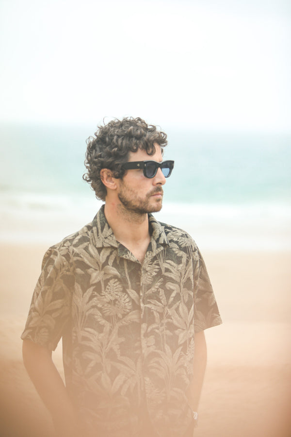 Modern Camp Collar Japanese Tropical Black