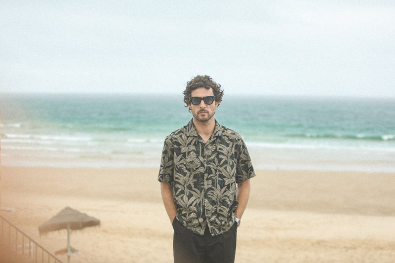 Modern Camp Collar Japanese Tropical Black