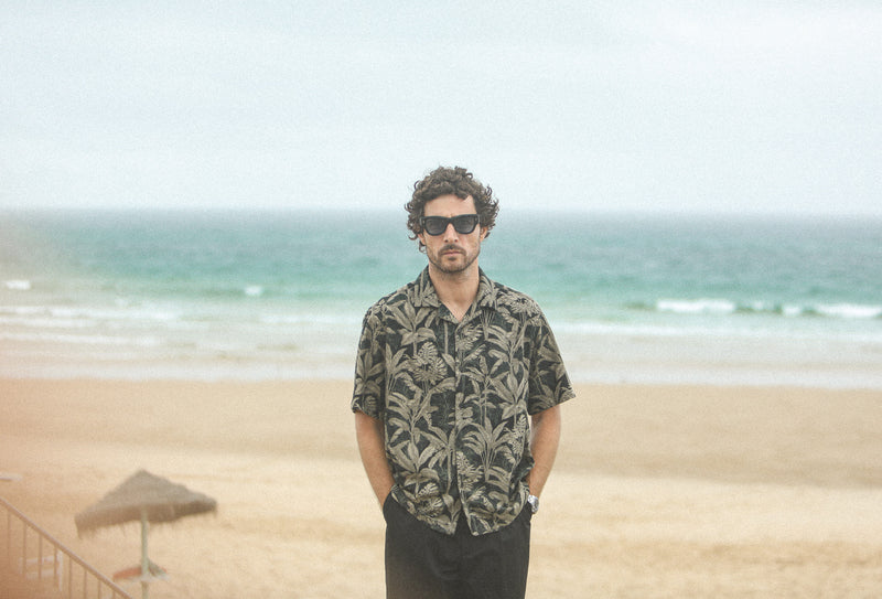 Modern Camp Collar Japanese Tropical Black