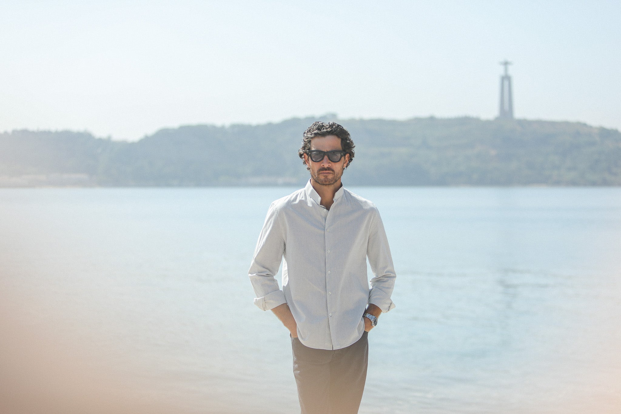 Chemise Oxford Rayée Crème à Rayures - Col Inversé
