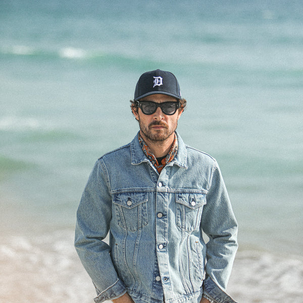 Veste Denim Bleached Drapeau Noir