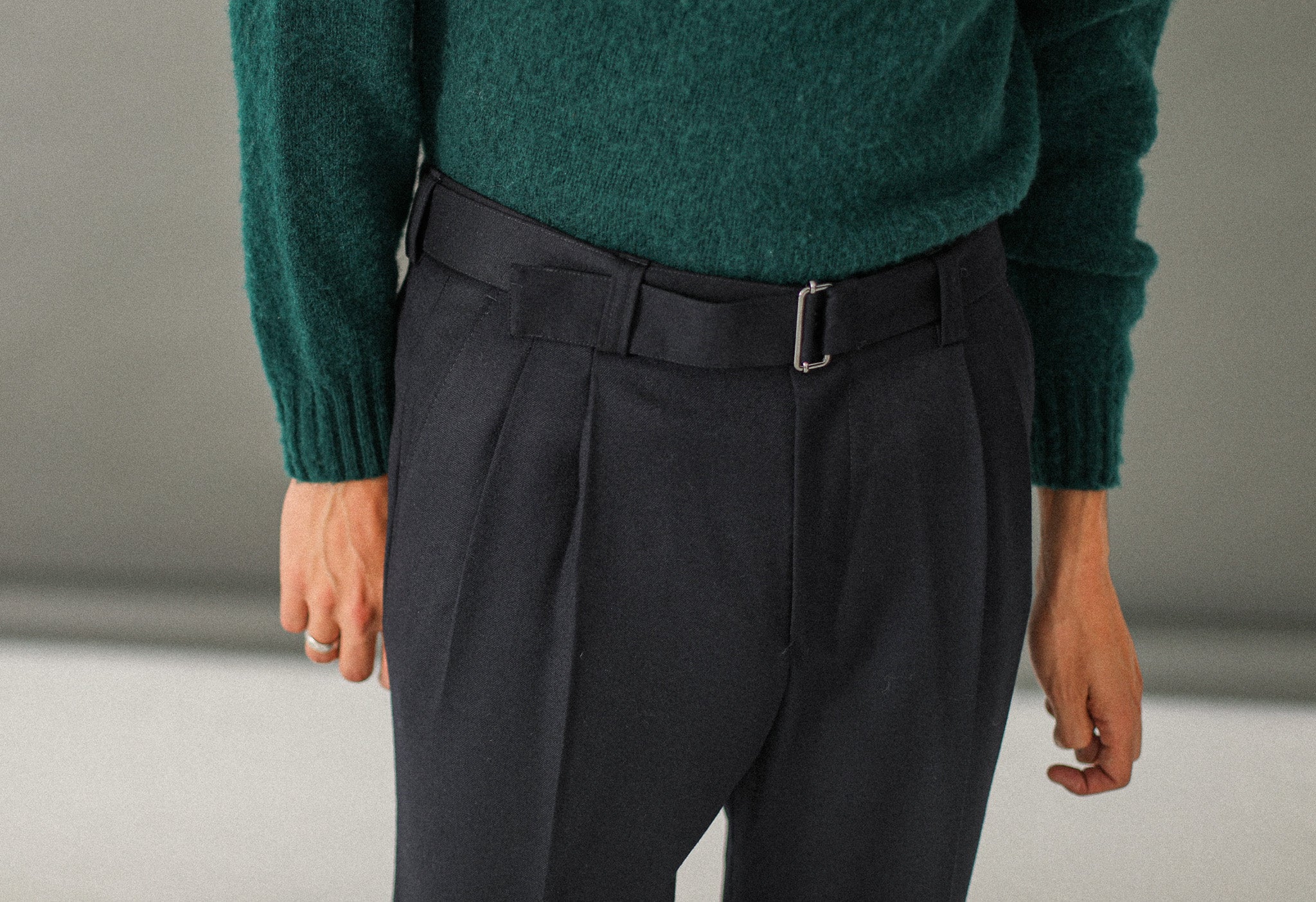 Pantalon Flanelle à double pinces - Marine