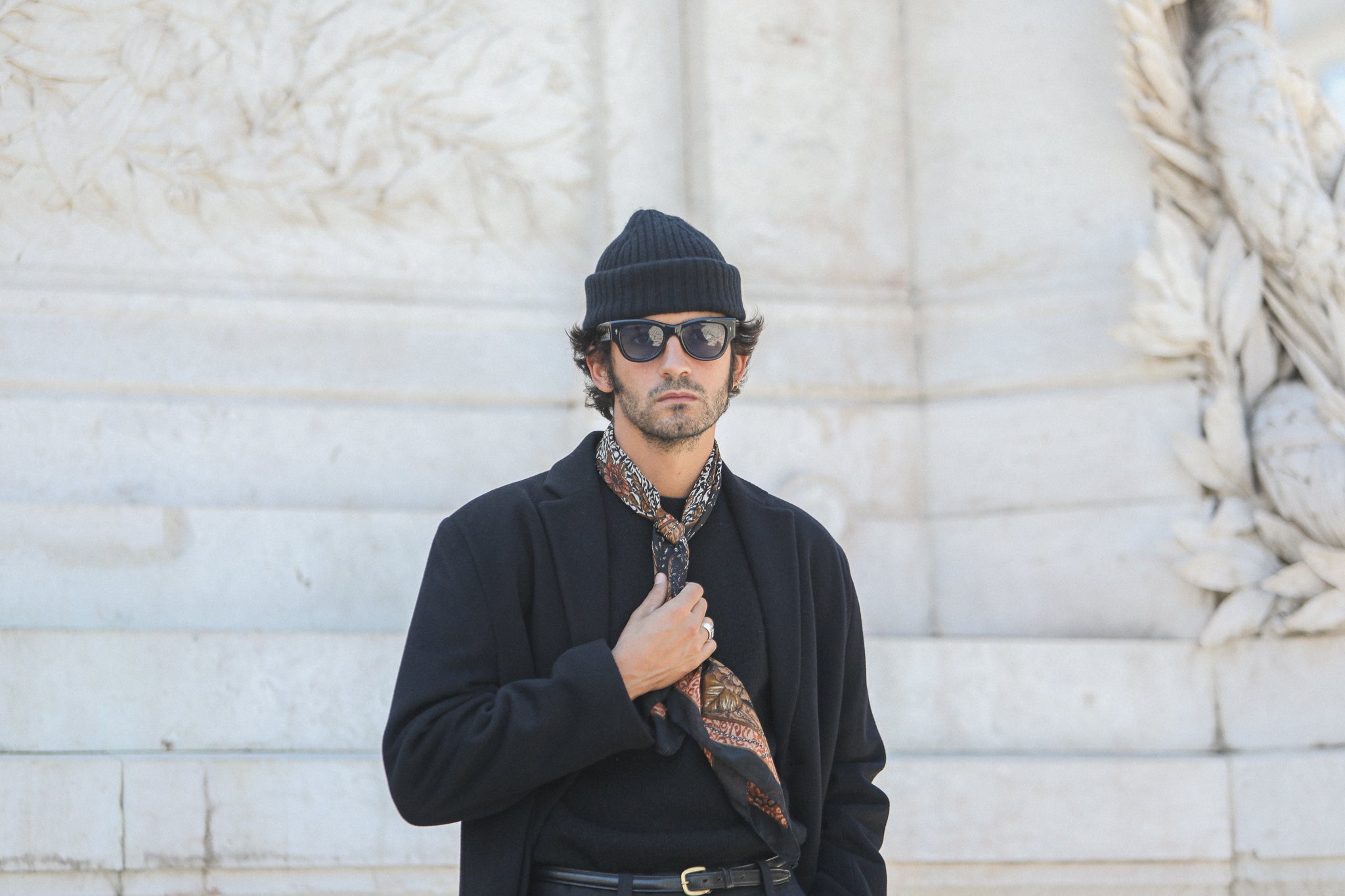 Manteau Long - Laine & Cachemire Noir - Coupe Classique Contemporaine