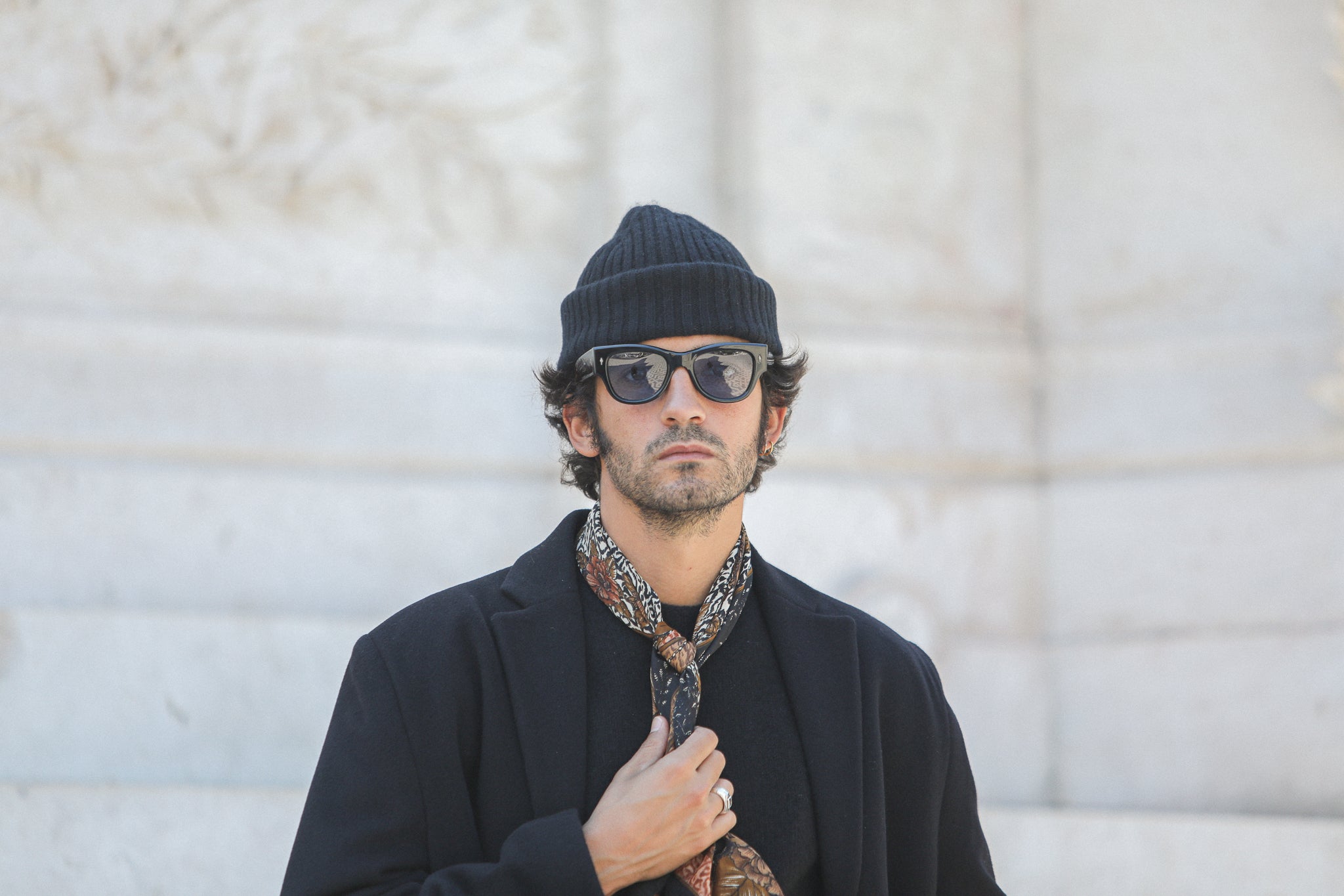 Manteau Long - Laine & Cachemire Noir - Coupe Classique Contemporaine
