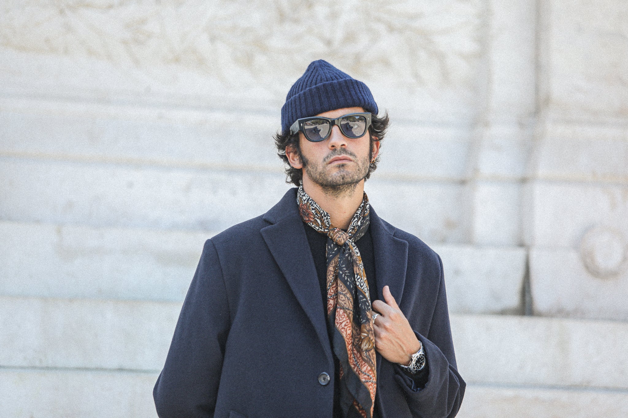 Manteau Long - Laine & Cachemire Navy