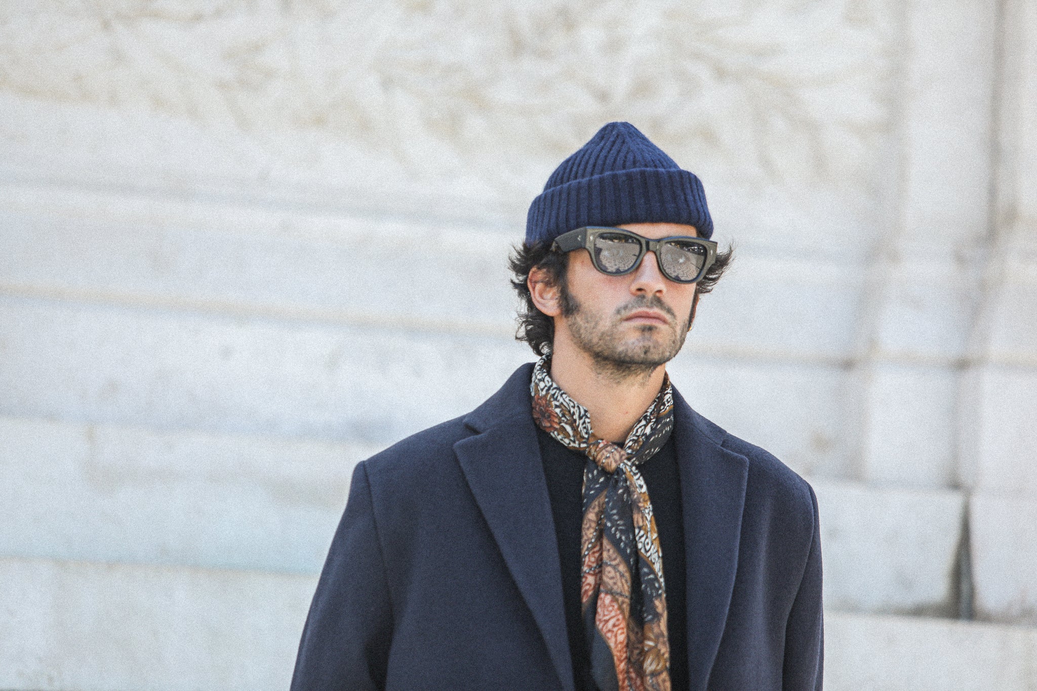 Manteau Long - Laine & Cachemire Navy