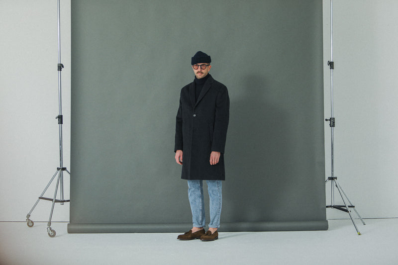 Manteau Long Laine & Cachemire Navy