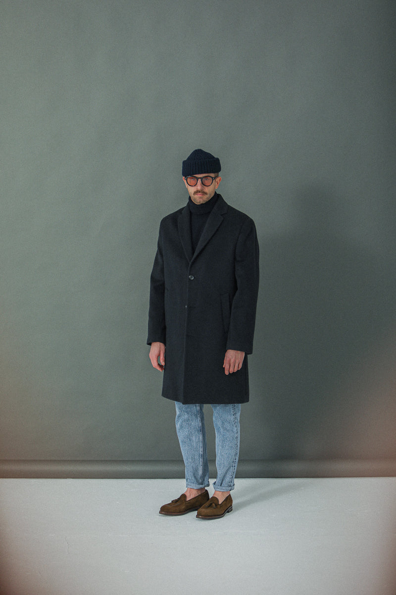 Manteau Long Laine & Cachemire Navy