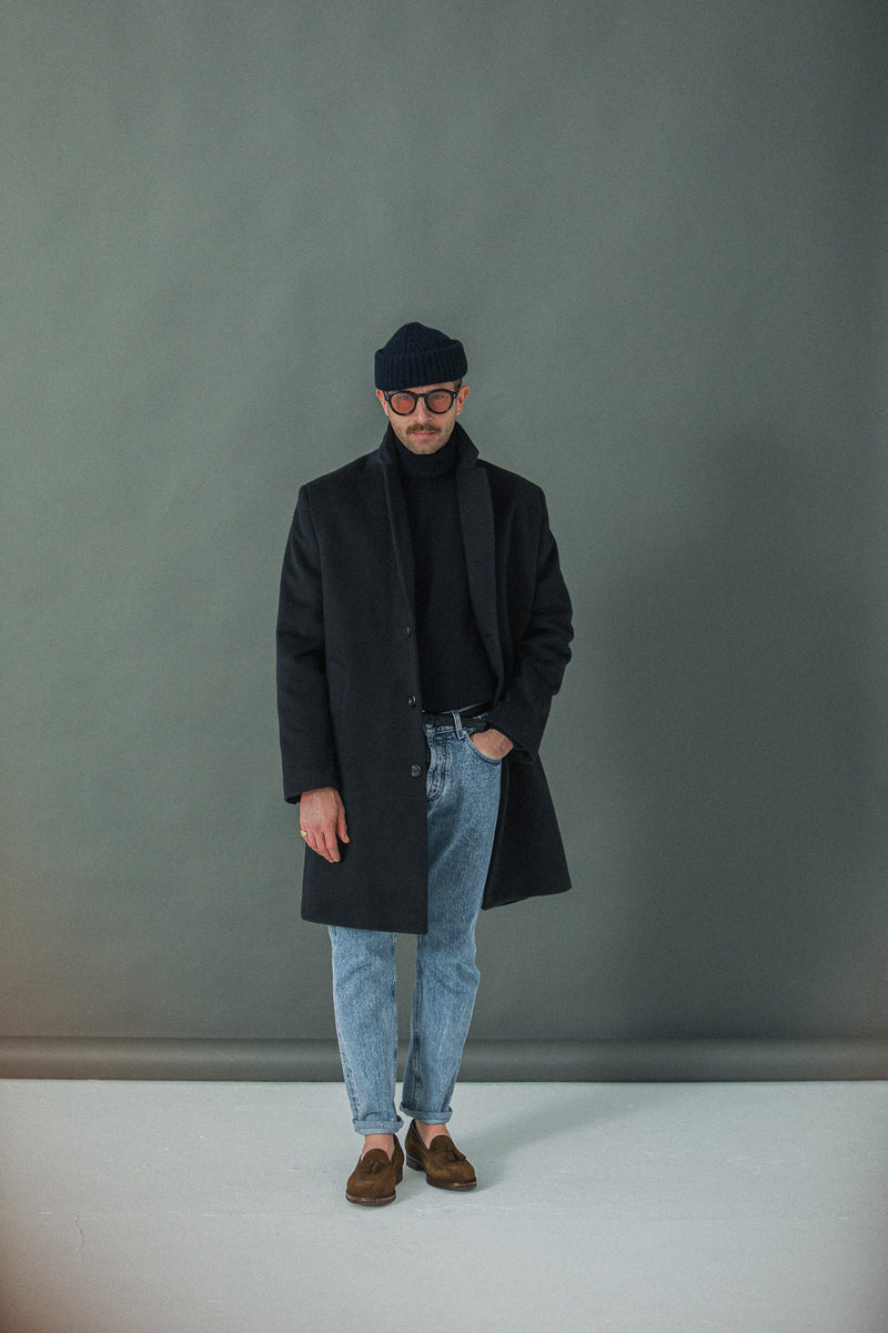 Manteau Long Laine & Cachemire Navy