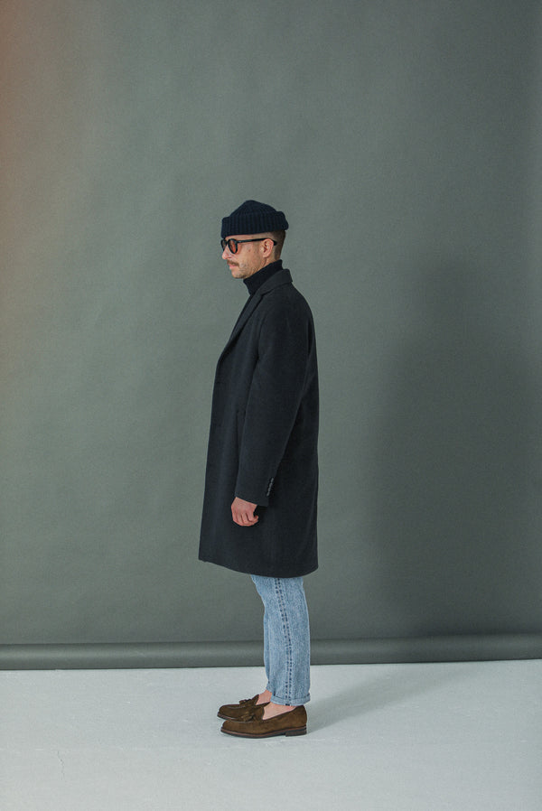 Manteau Long Laine & Cachemire Navy