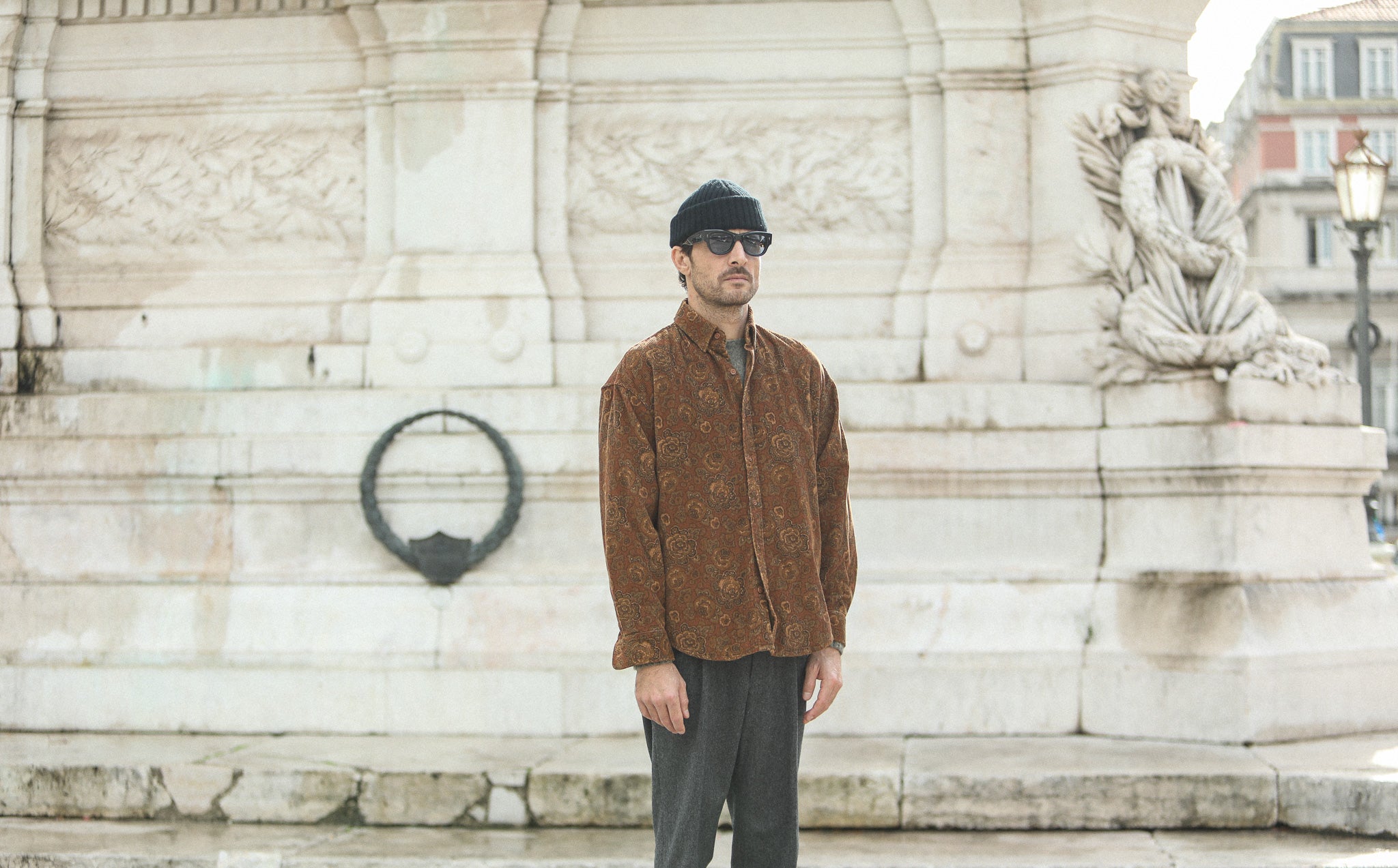 Surchemise Velours Japan Floral Paisley Rust - New Modern Fit