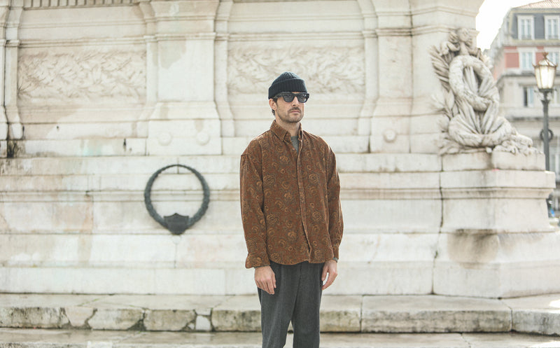 Surchemise Velours Japan Floral Paisley Rust - New Modern Fit