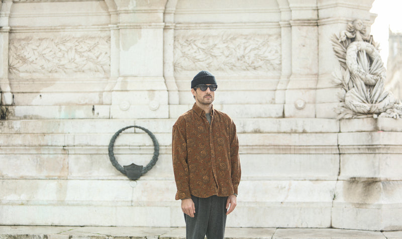 Surchemise Velours Japan Floral Paisley Rust - New Modern Fit