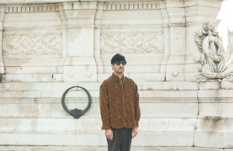 Surchemise Velours Japan Floral Paisley Rust - New Modern Fit