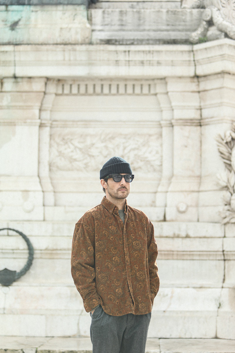 Surchemise Velours Japan Floral Paisley Rust - New Modern Fit