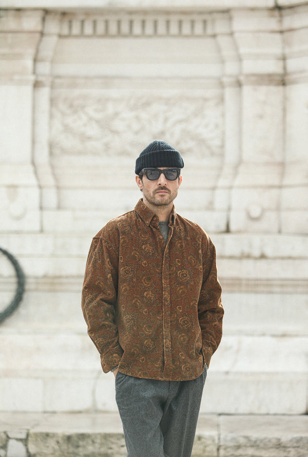 Surchemise Velours Japan Floral Paisley Rust - New Modern Fit