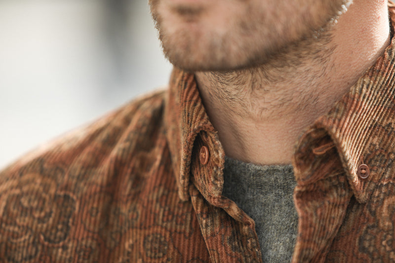 Surchemise Velours Japan Floral Paisley Rust - New Modern Fit