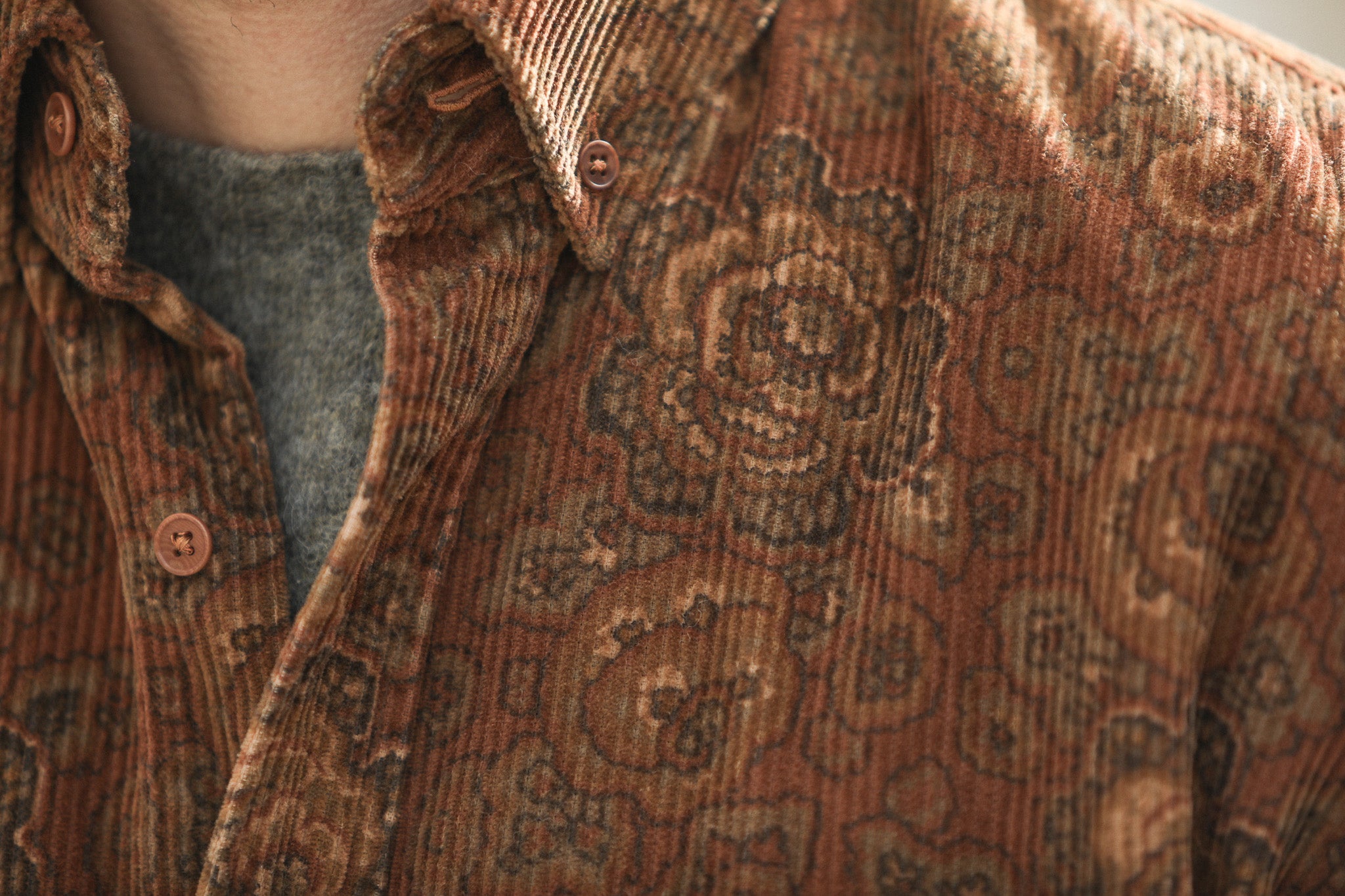 Surchemise Velours Japan Floral Paisley Rust - New Modern Fit