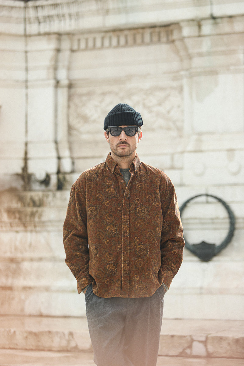 Surchemise Velours Japan Floral Paisley Rust - New Modern Fit