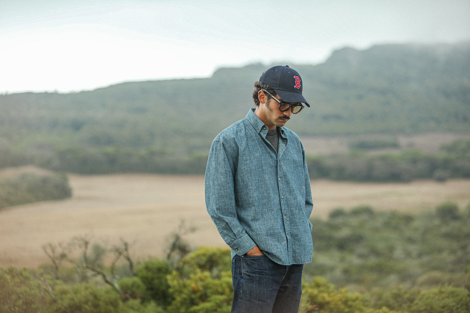 Chemise Chambray Japonais Modern Fit – Drapeau Noir