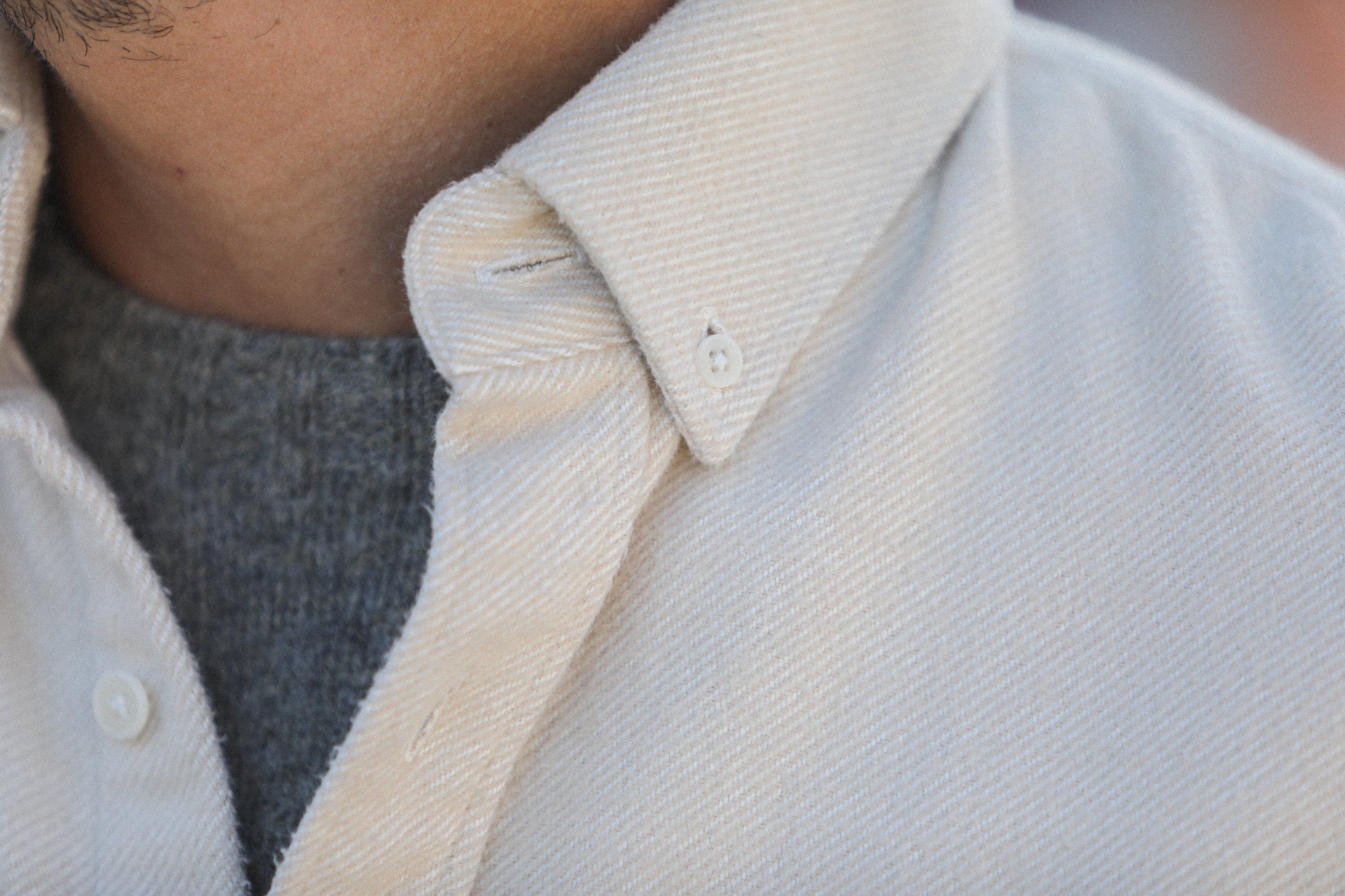 Chemise Flanelle Epaisse Crème - New Modern Fit
