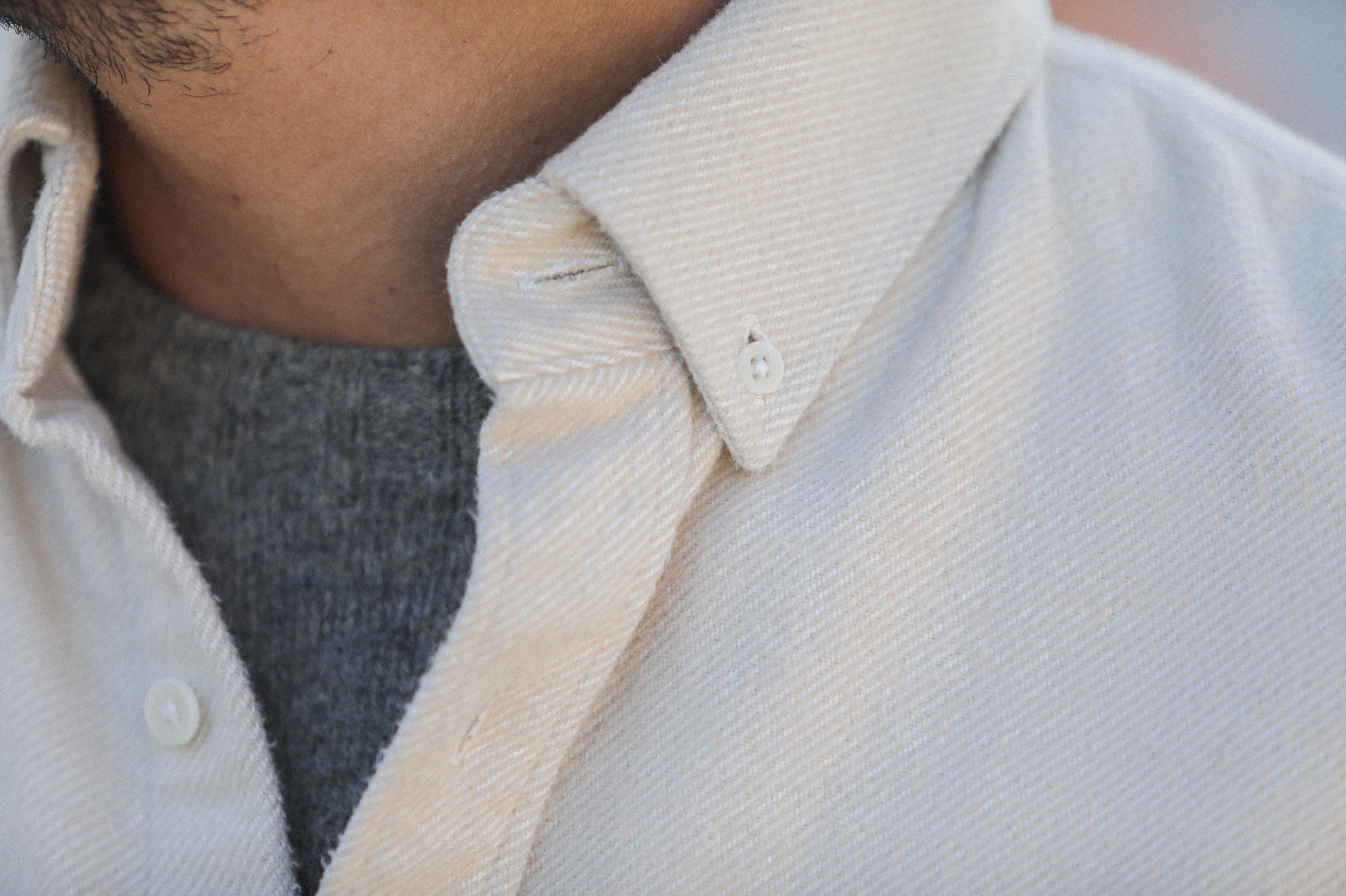 Chemise Flanelle Epaisse Crème - New Modern Fit