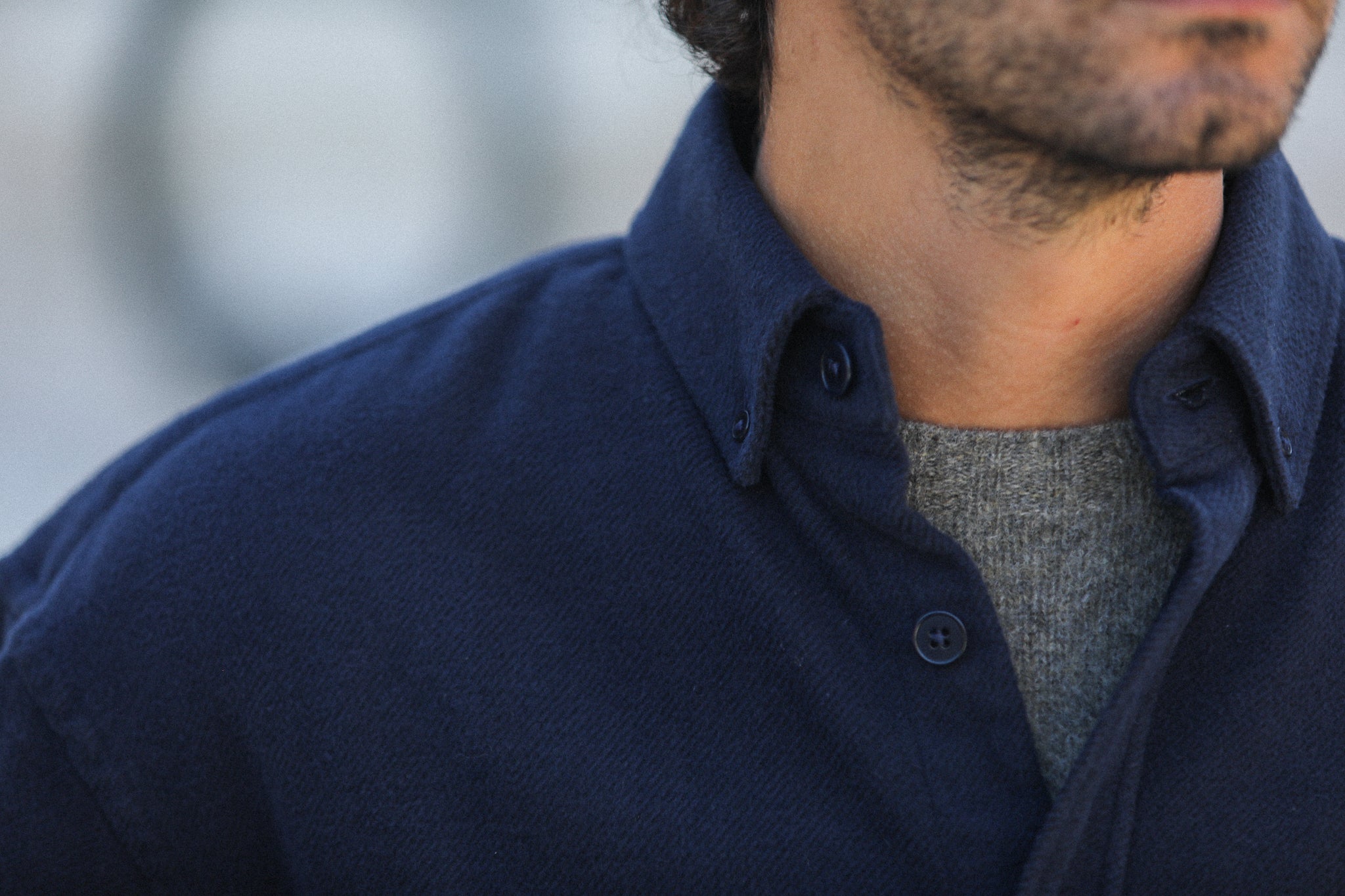 New - Chemise Flanelle Epaisse Navy - New Modern Fit