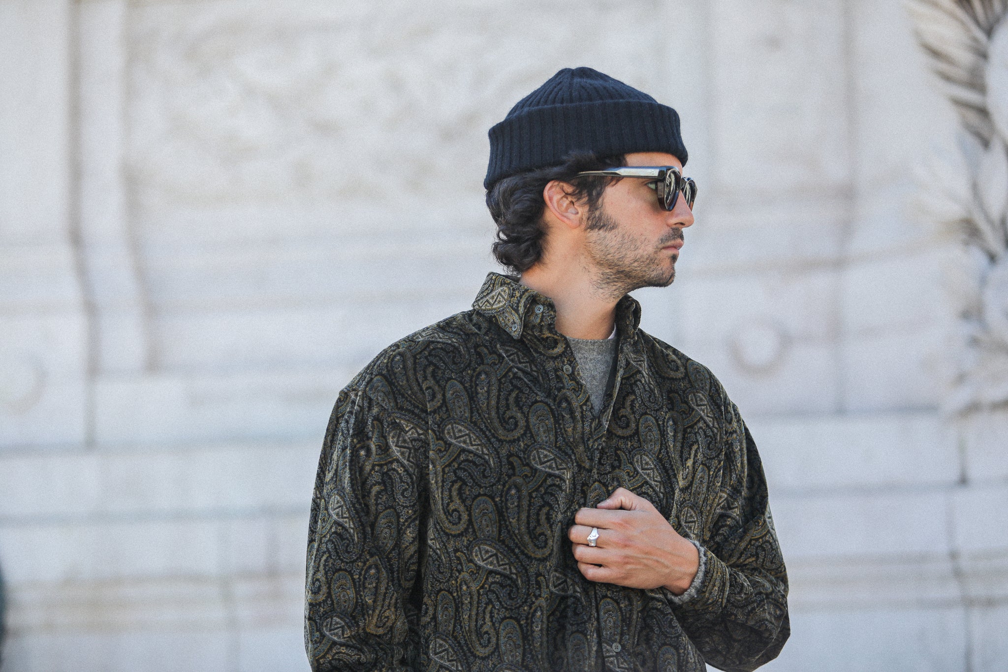 Surchemise Japan Velvet Paisley Khaki - New Modern Fit