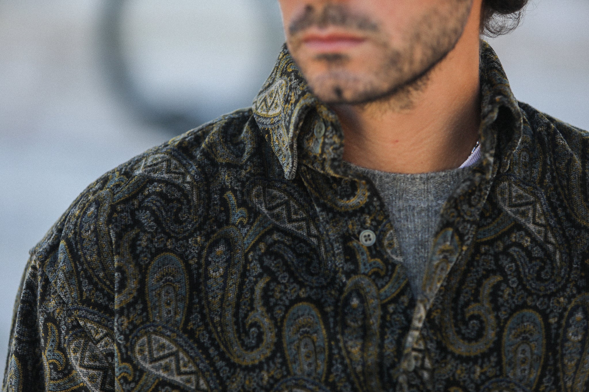 Surchemise Japan Velvet Paisley Khaki - New Modern Fit