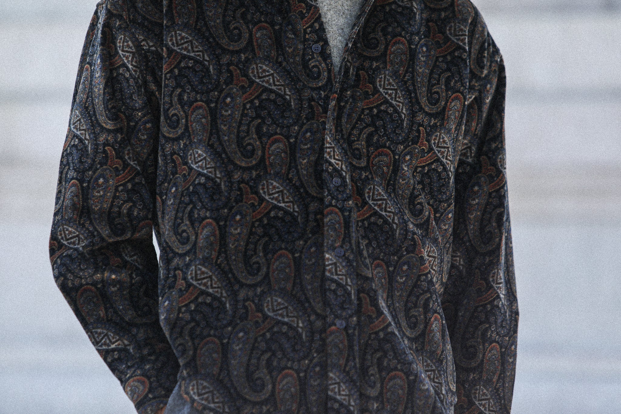 Surchemise Japan Velvet Paisley Navy - New Modern Fit