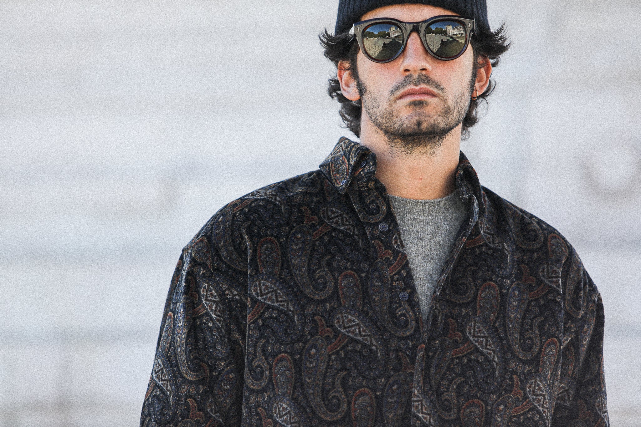 Surchemise Japan Velvet Paisley Navy - New Modern Fit