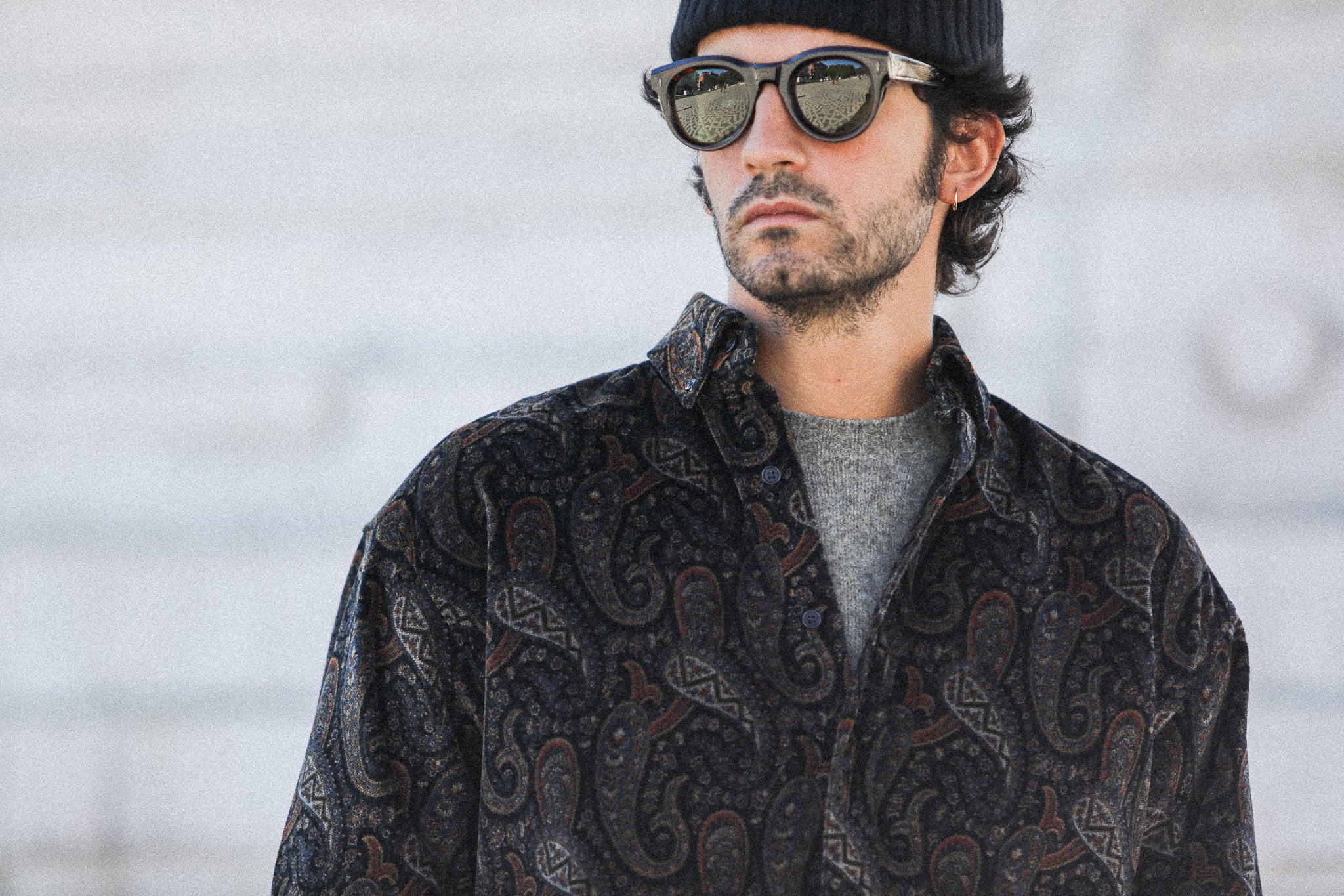 Surchemise Japan Velvet Paisley Navy - New Modern Fit