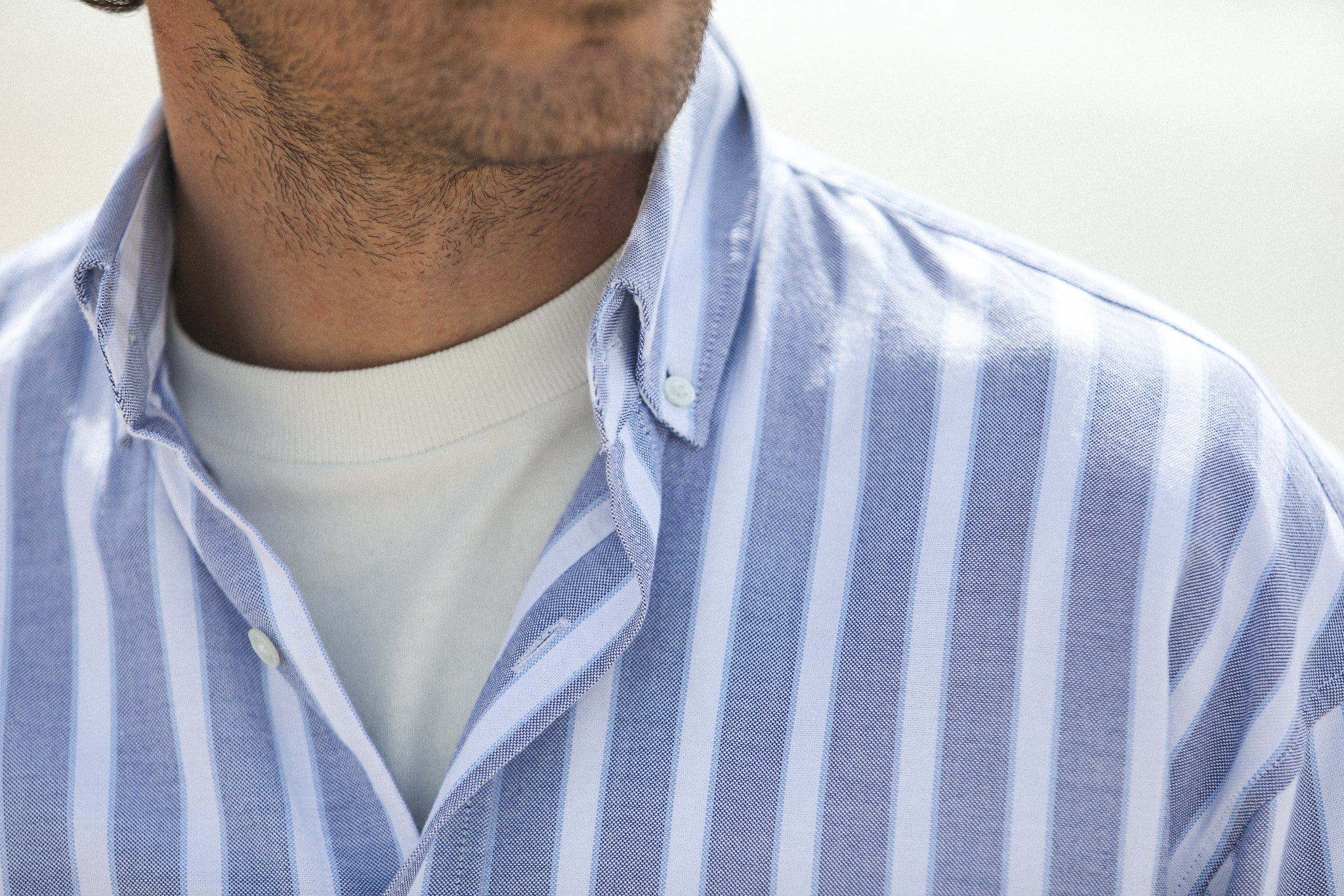 Chemise Oxford Rayures Larges Bleue - Modern Fit