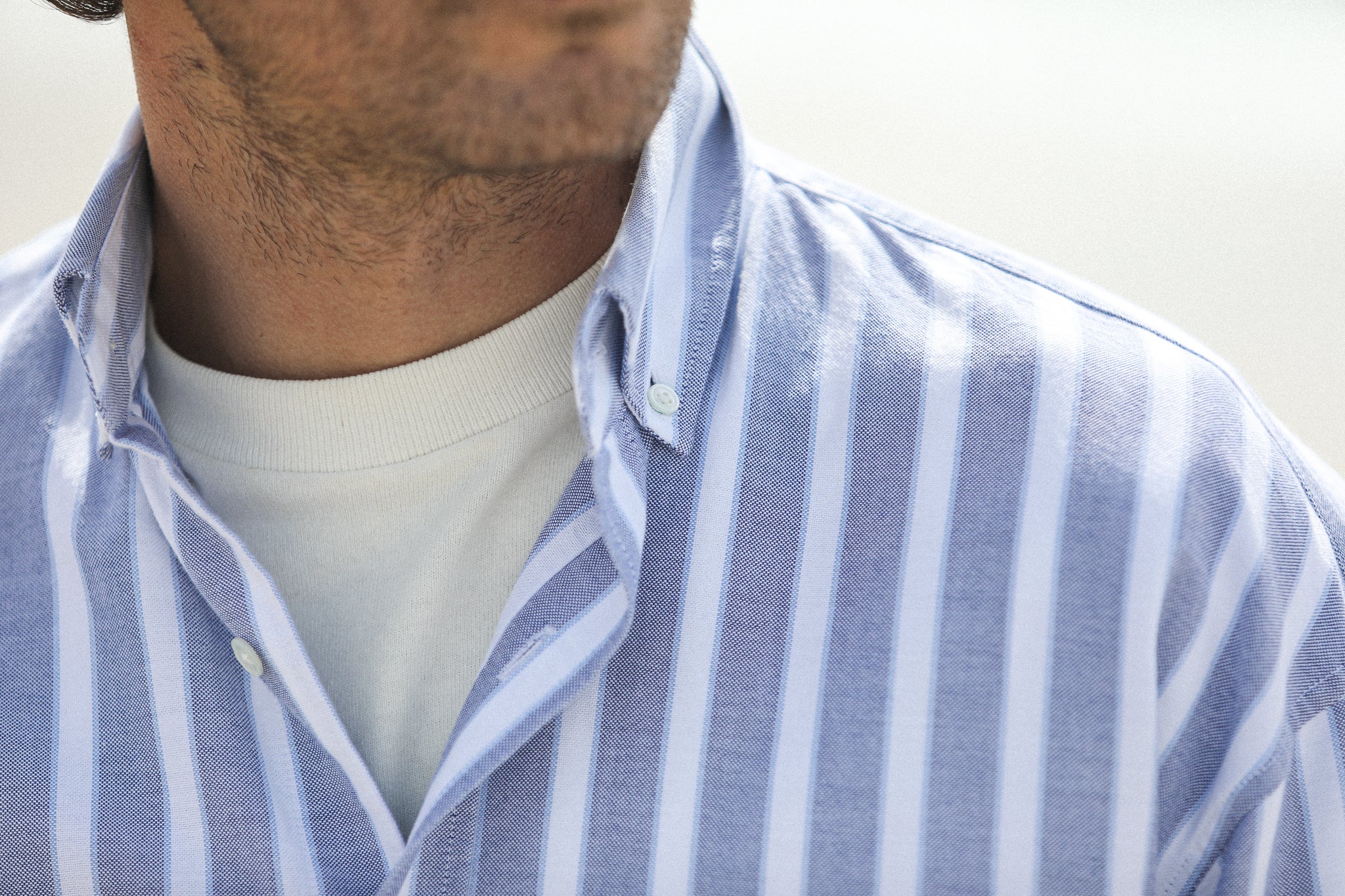 Chemise Oxford Rayures Larges Bleue - Modern Fit