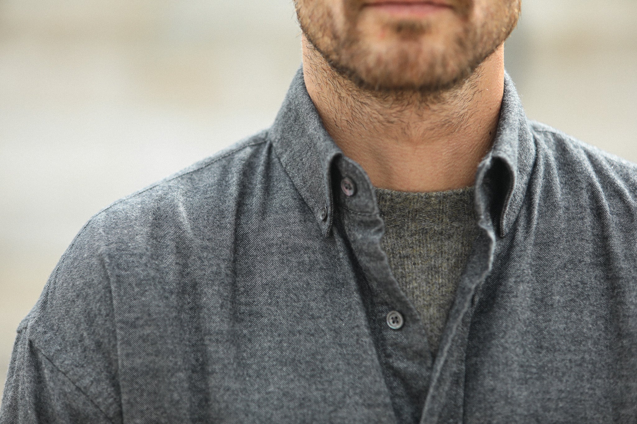 Chemise Flanelle Gris chiné - New Modern Fit