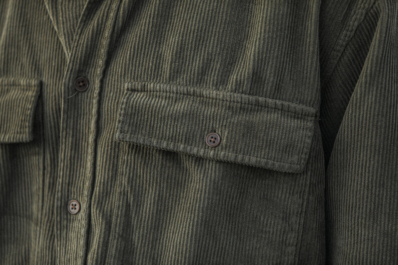 Surchemise Military Velours Khaki - Modern Fit