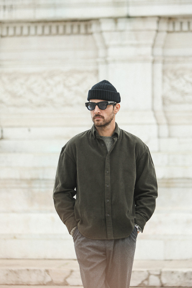 SOON - Surchemise Velours Khaki - New Modern Fit