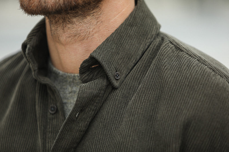 SOON - Surchemise Velours Khaki - New Modern Fit