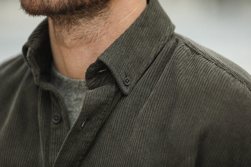 SOON - Surchemise Velours Khaki - New Modern Fit