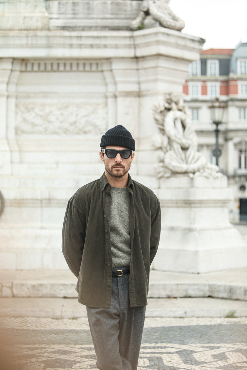 SOON - Surchemise Velours Khaki - New Modern Fit