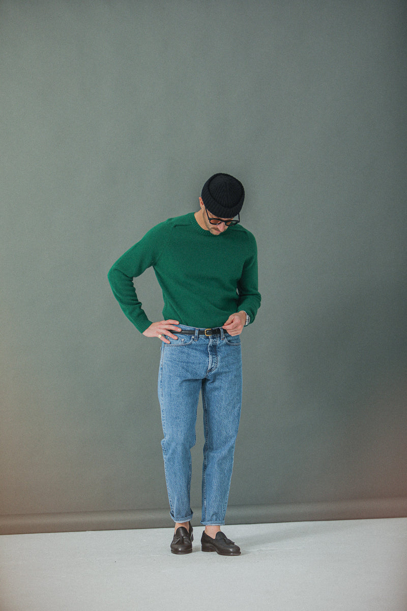 Pull Col Rond Lambswool Vert