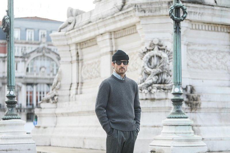 Pull Militaire Lambswool Dark Grey