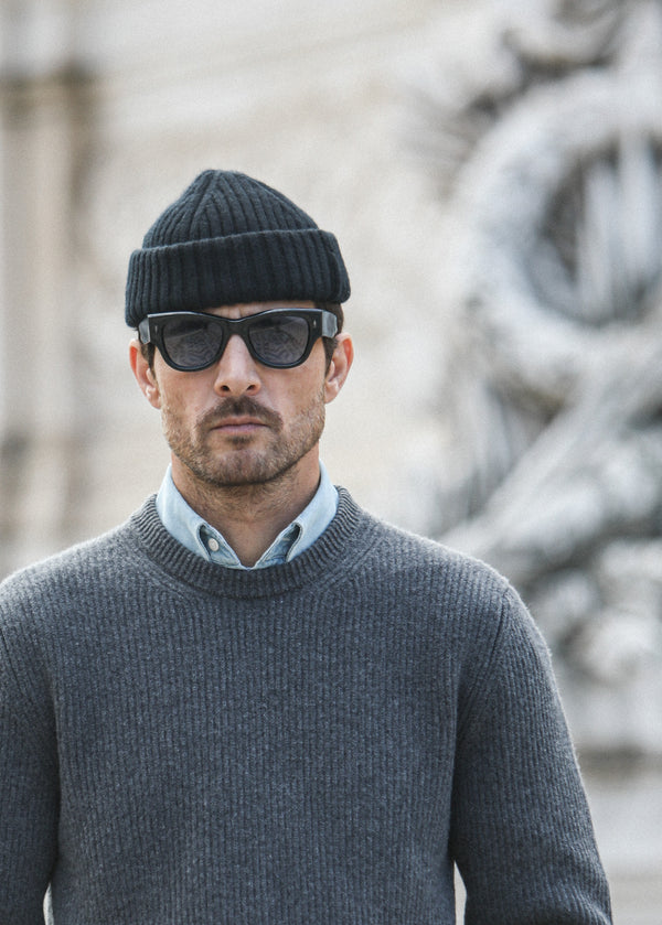 Pull Militaire Lambswool Dark Grey