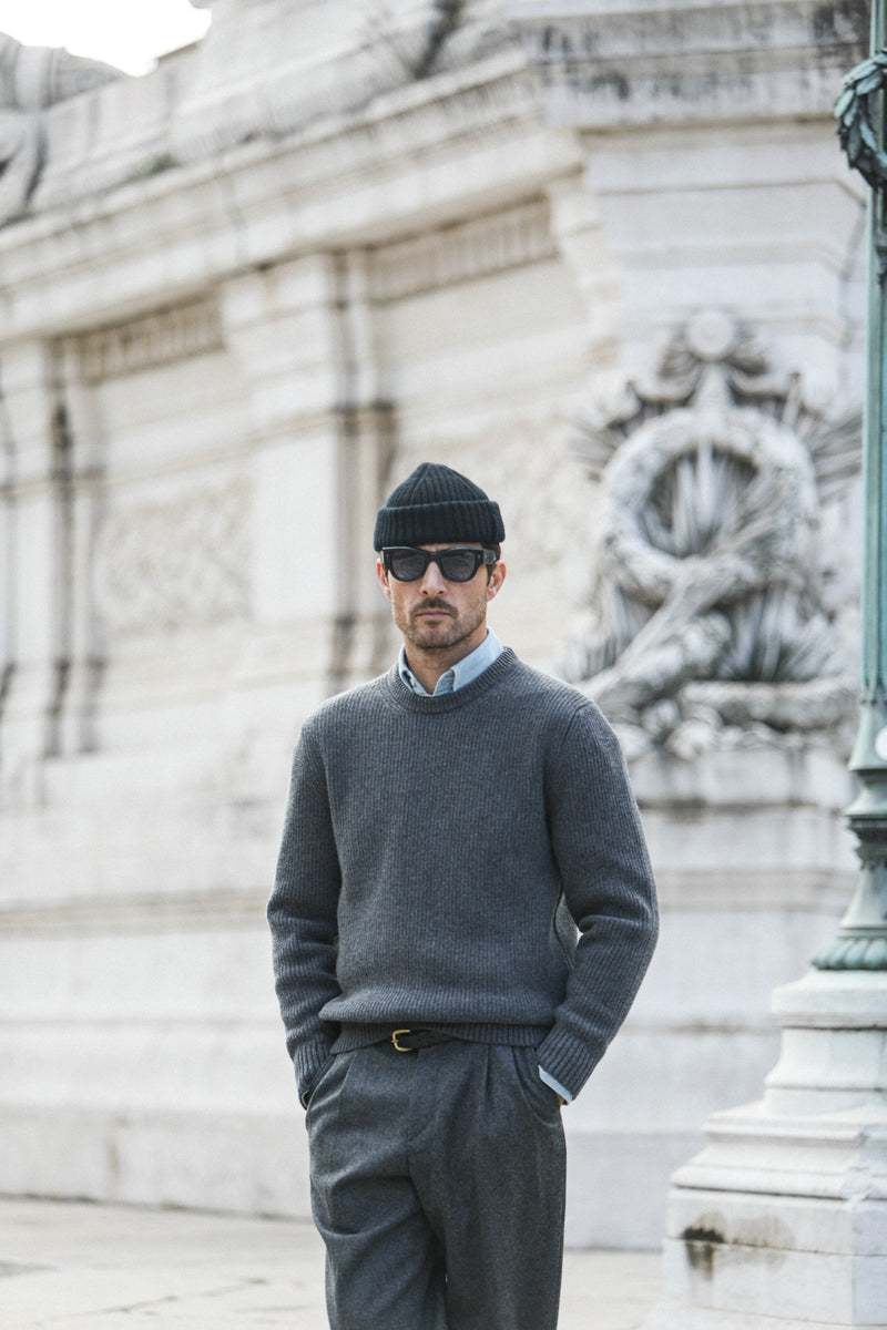 Pull Militaire Lambswool Dark Grey