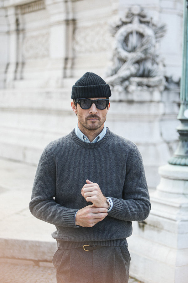 Pull Militaire Lambswool Dark Grey