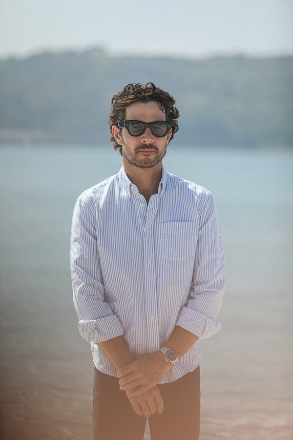 Chemise Oxford Rayures Blue & Green - Retro Fit