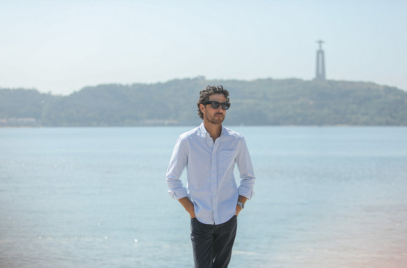 Chemise Oxford Rayures Blue & Green - Retro Fit