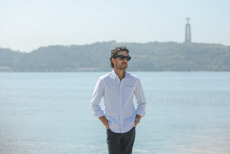 Chemise Oxford Rayures Blue & Green - Retro Fit