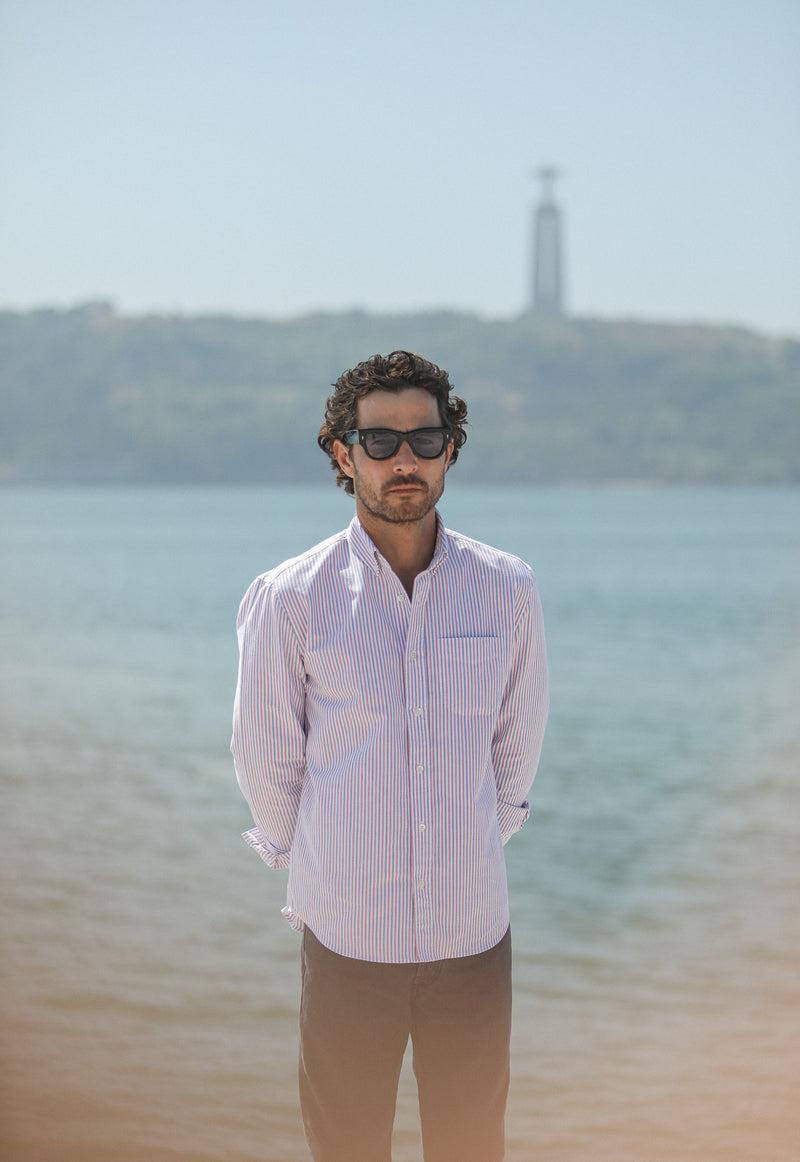 Chemise Oxford Rayures Blue & Red - Retro Fit